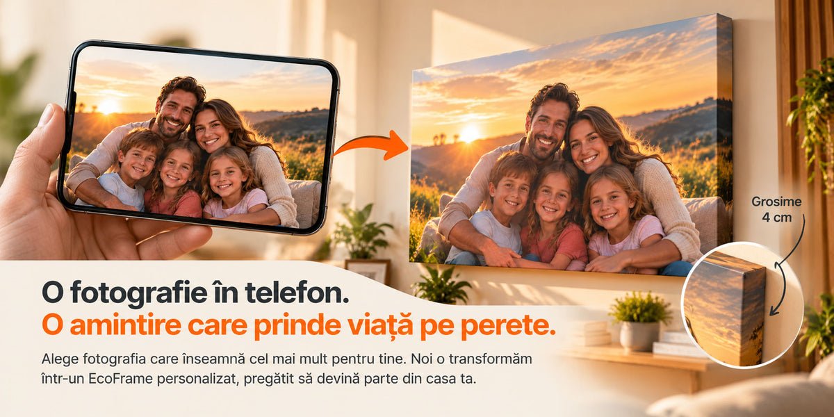 Fotografie de familie transformată într-un tablou EcoFrame personalizat